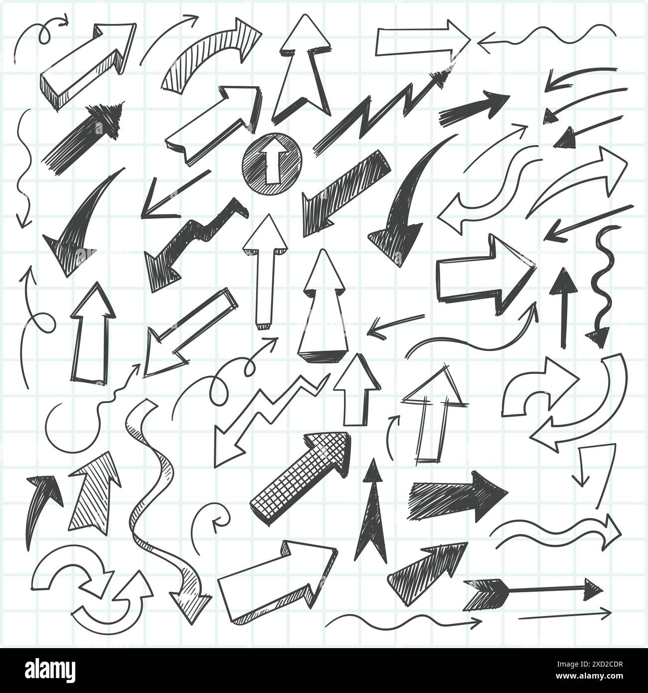 Hand drawn doodle sketch arrow set Stock Vector Image & Art - Alamy