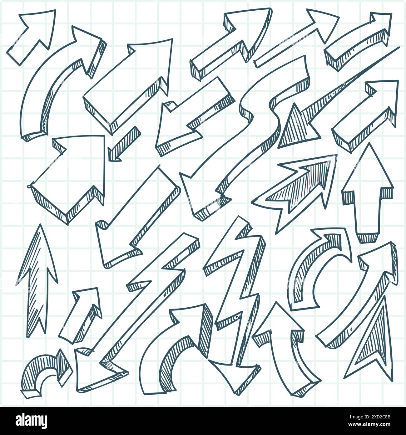 Hand drawn geometric doodle arrow set Stock Vector Image & Art - Alamy