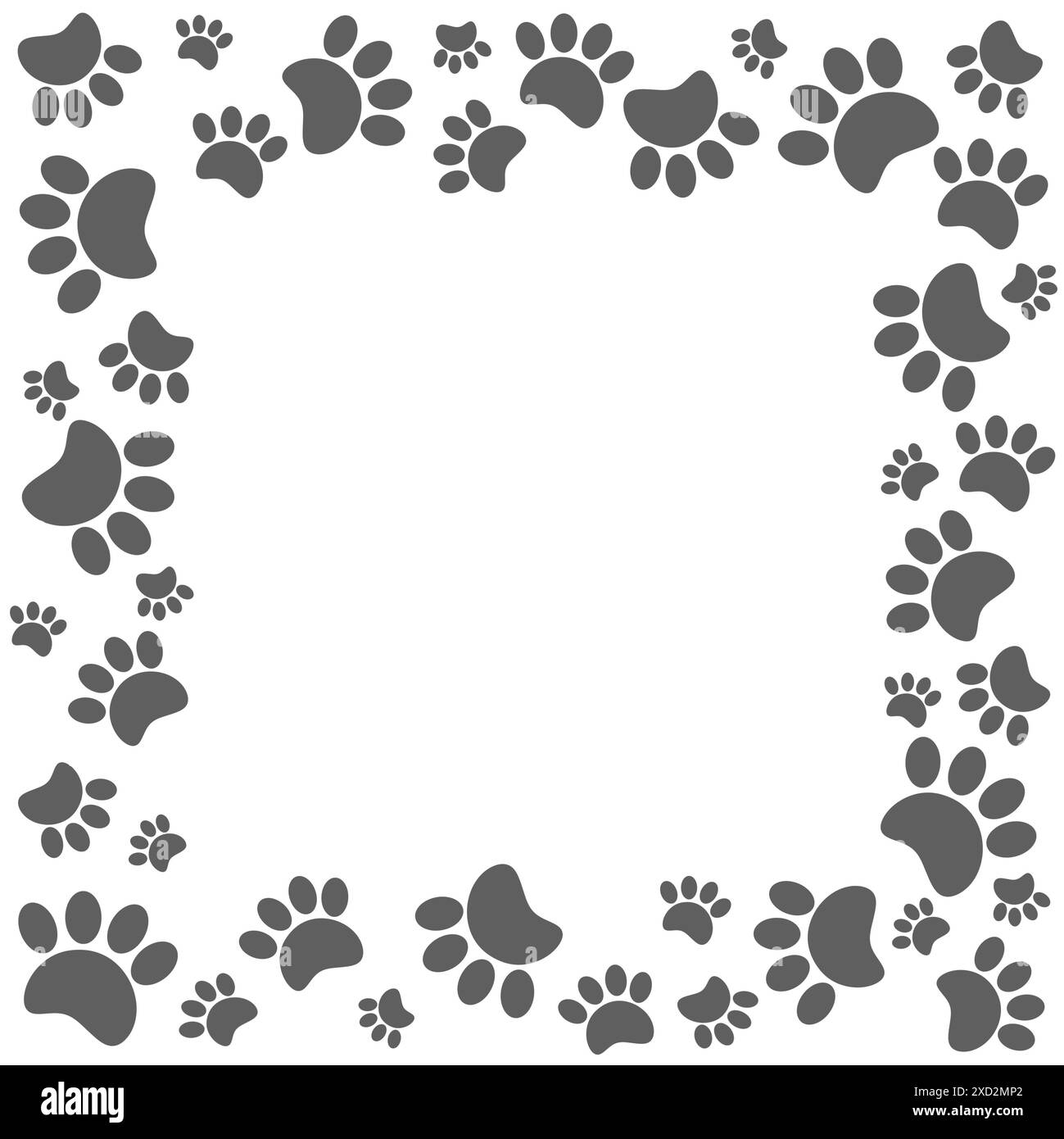 Paw prints animals grey frame with blank space stock photo alamy