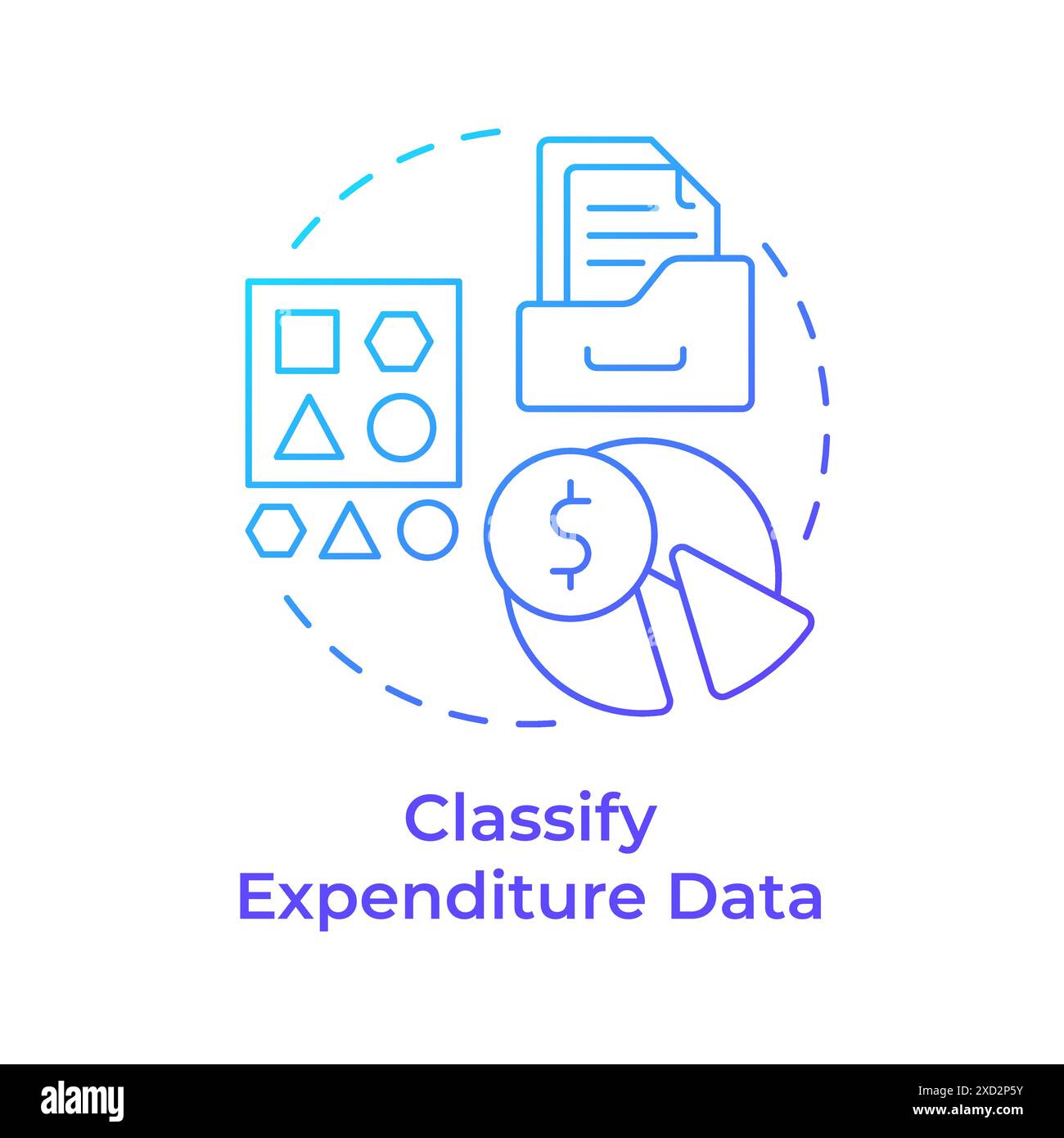 Classify expenditure data blue gradient concept icon Stock Vector