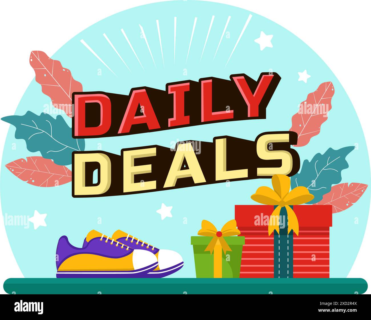 Daily Deals Vector Illustration featuring Shopping Goods and Hunting