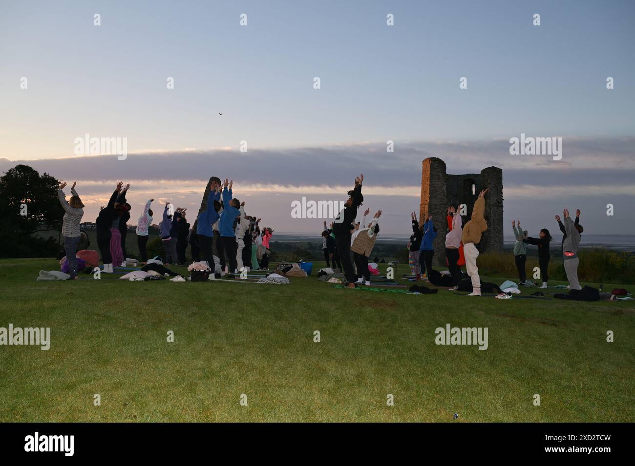 Hadleigh Essex UK 20th June 2024. A Yoga class in the grounds of