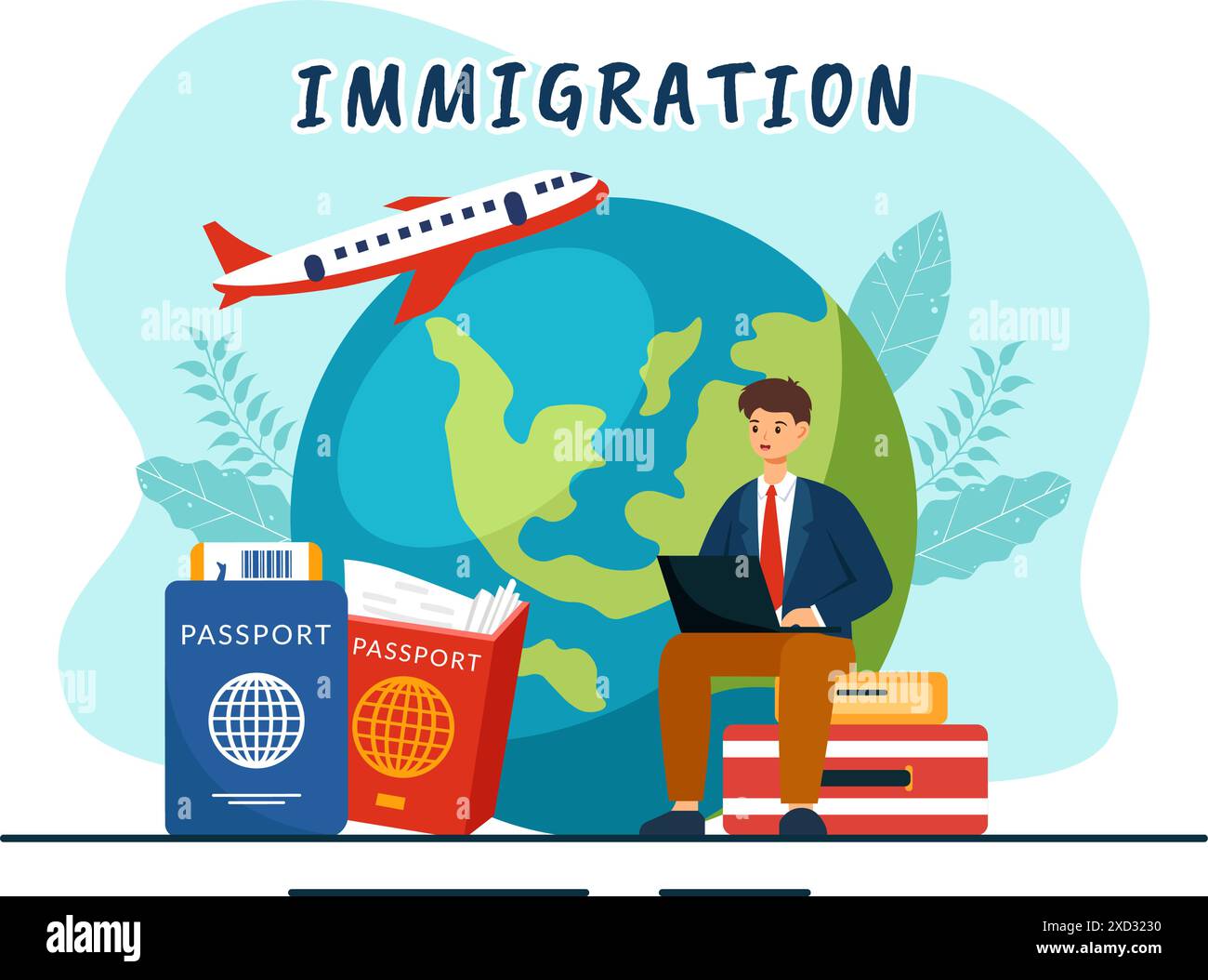 Immigration Vector Illustration, Movement of People with Document Visa ...