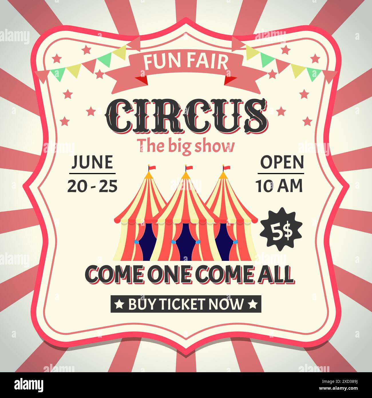 Circus posters. Retro circus big show invitation vector template design ...