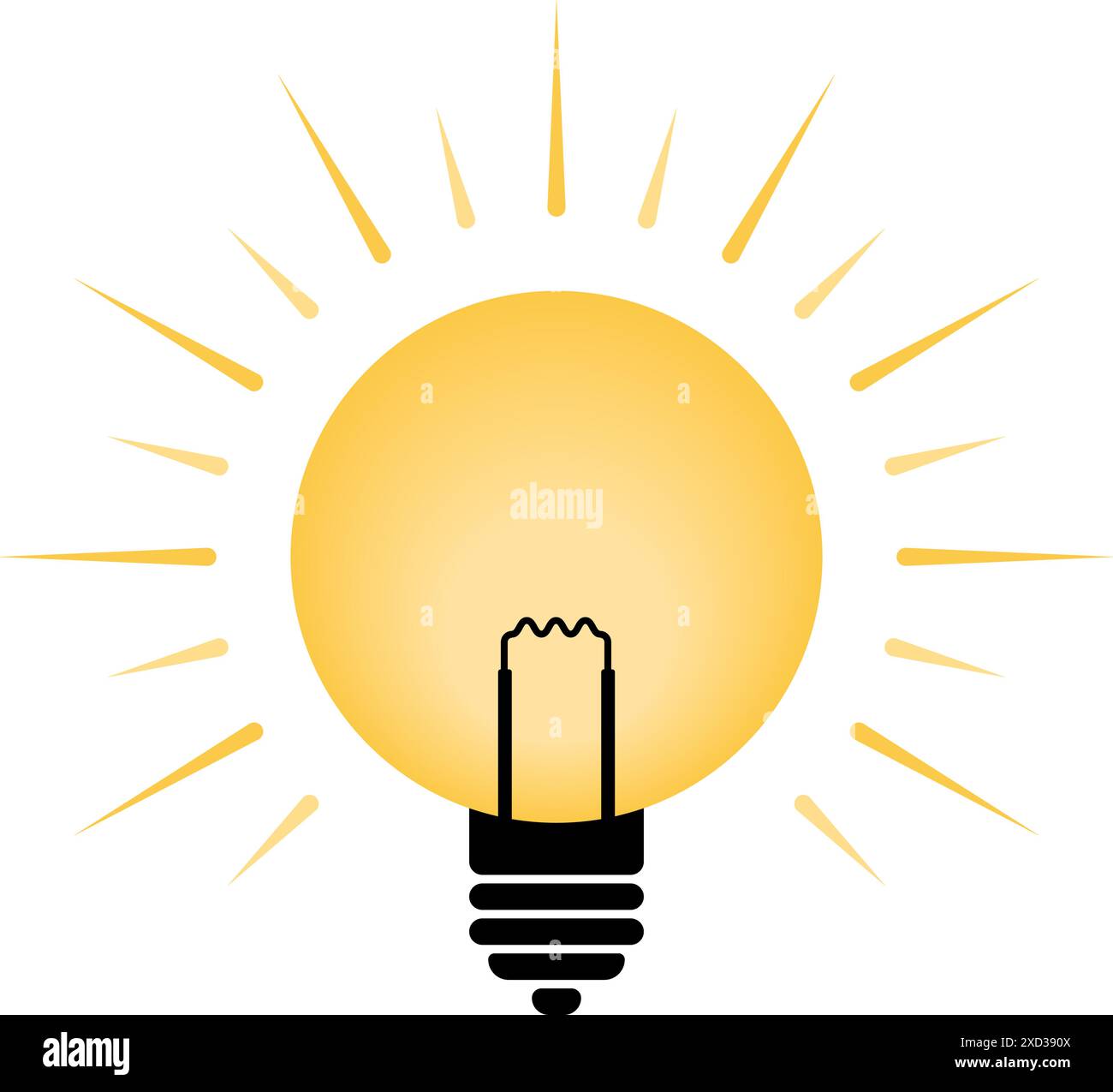 Light bulb with rays shine clip art. Vector illustration Stock Vector ...