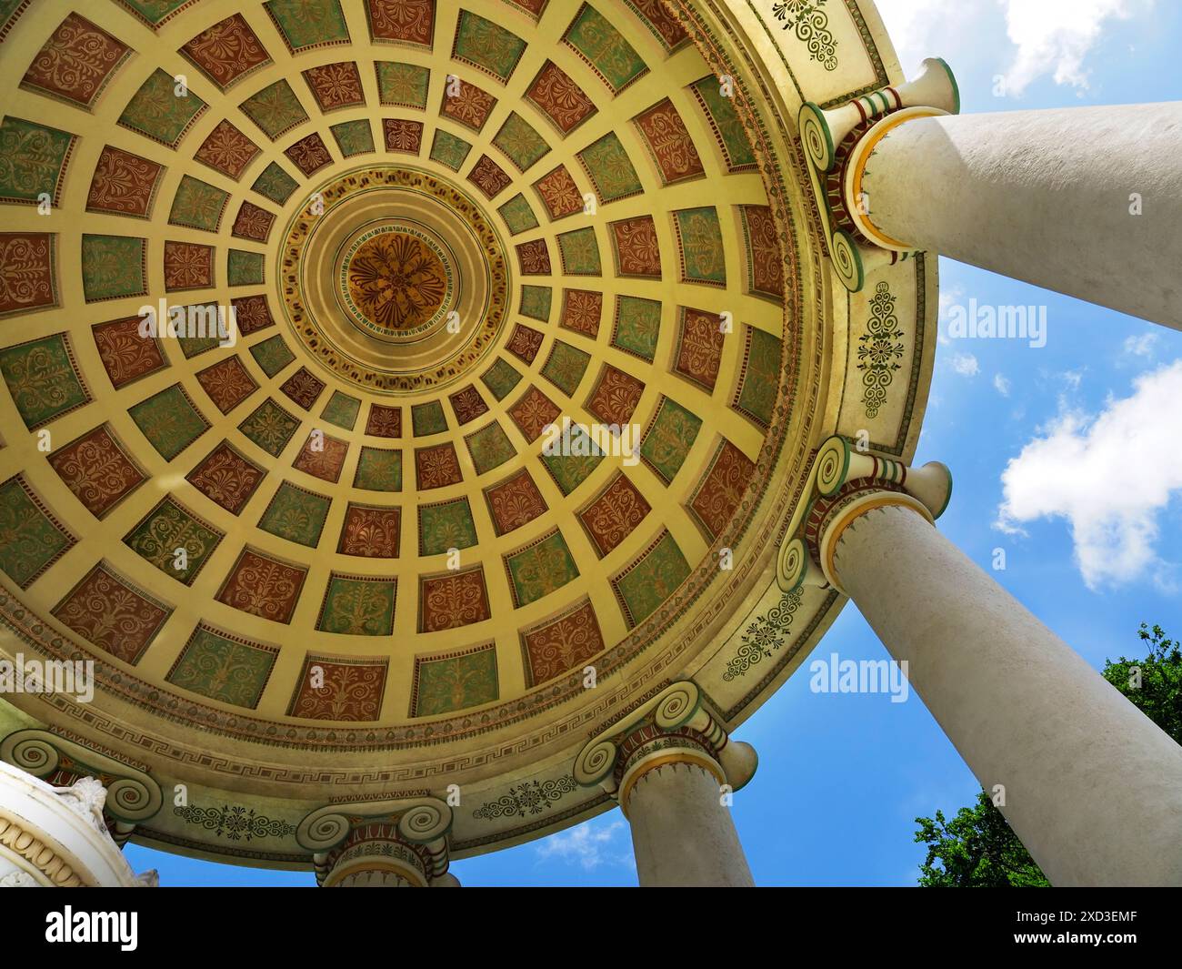 Interior of The Monopteros Greek style temple in the English Garden Munich Germany Stock Photo