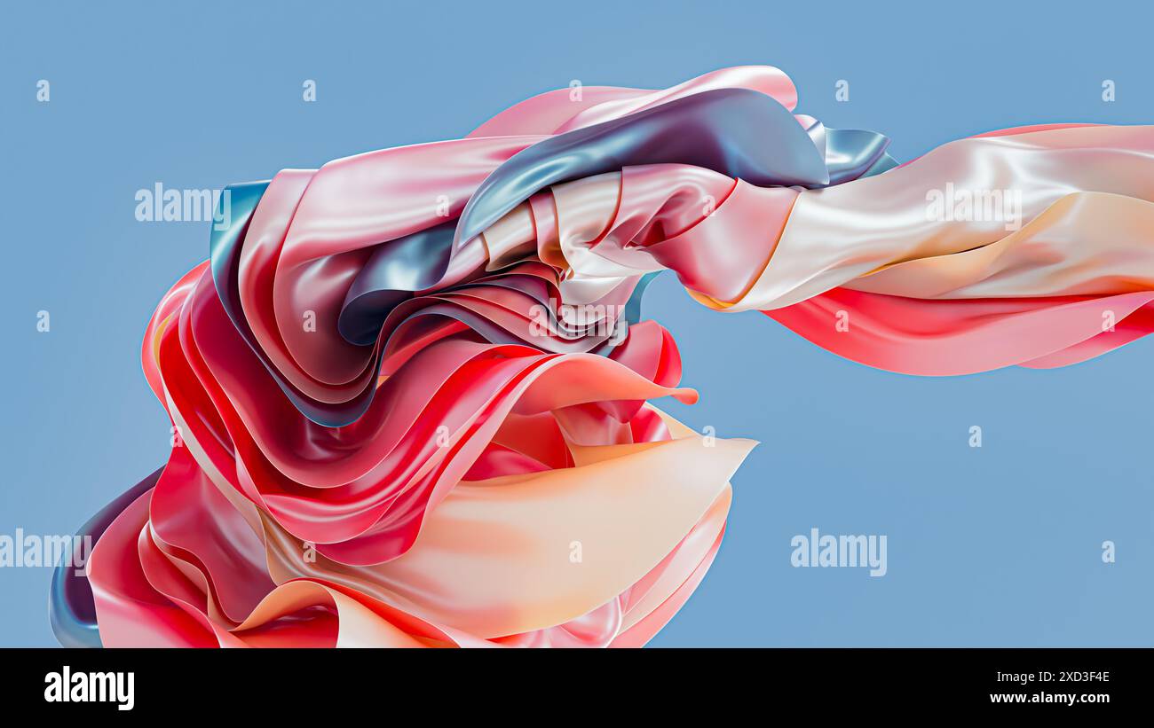 This digital artwork features a stunning display of 3D abstract layered ...