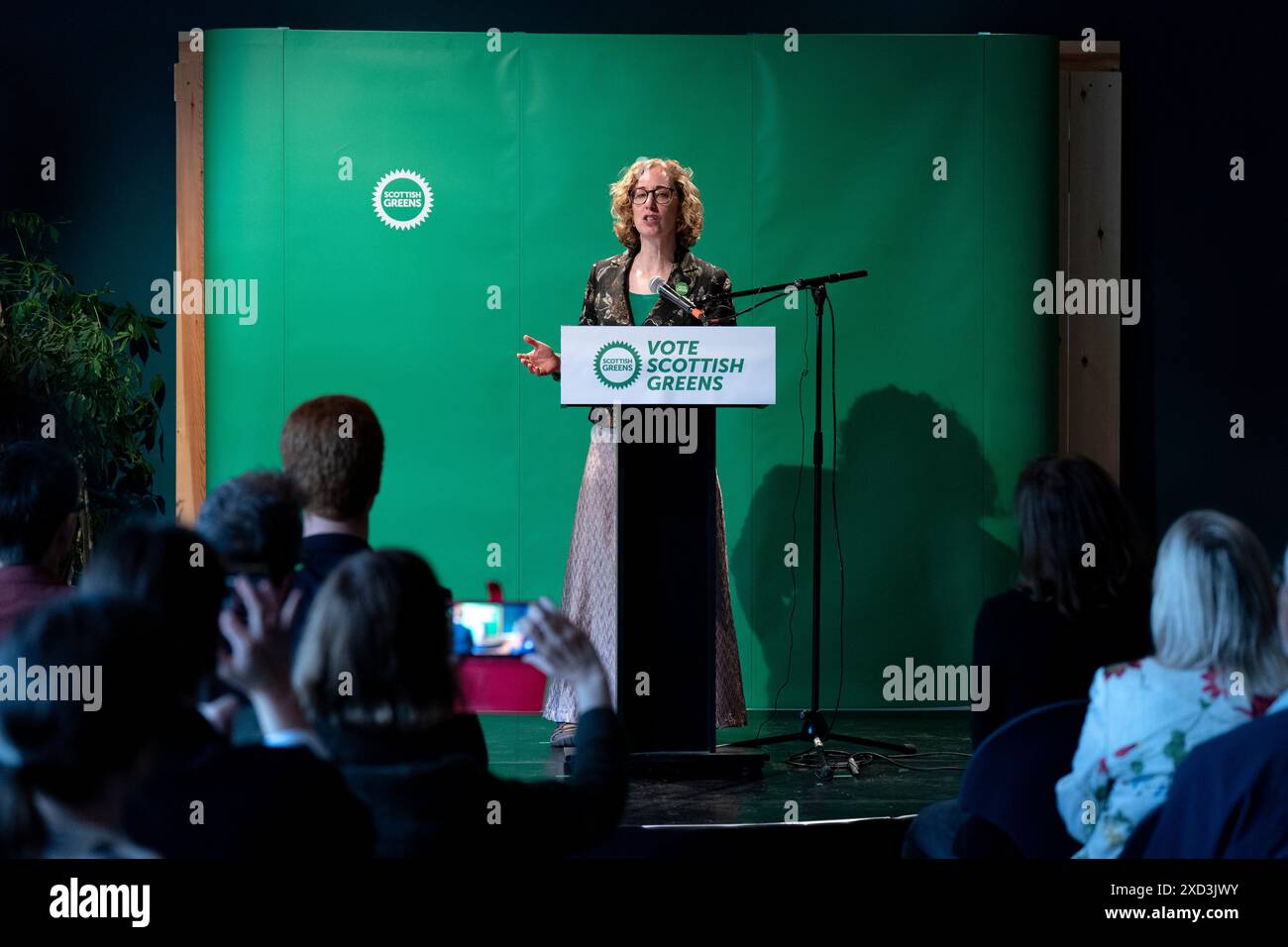 Scottish Green Party co-leader Lorna Slater during the party's General Election manifesto launch at Summerhall in Edinburgh. Picture date: Thursday June 20, 2024. Stock Photo