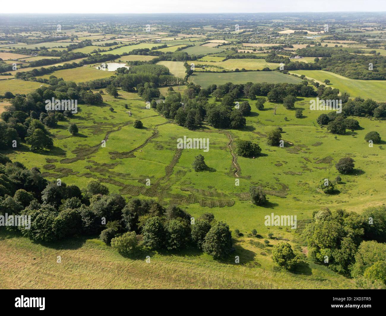 Boughton Monchelsea deer park, near Maidstone, Kent, UK. Drone view