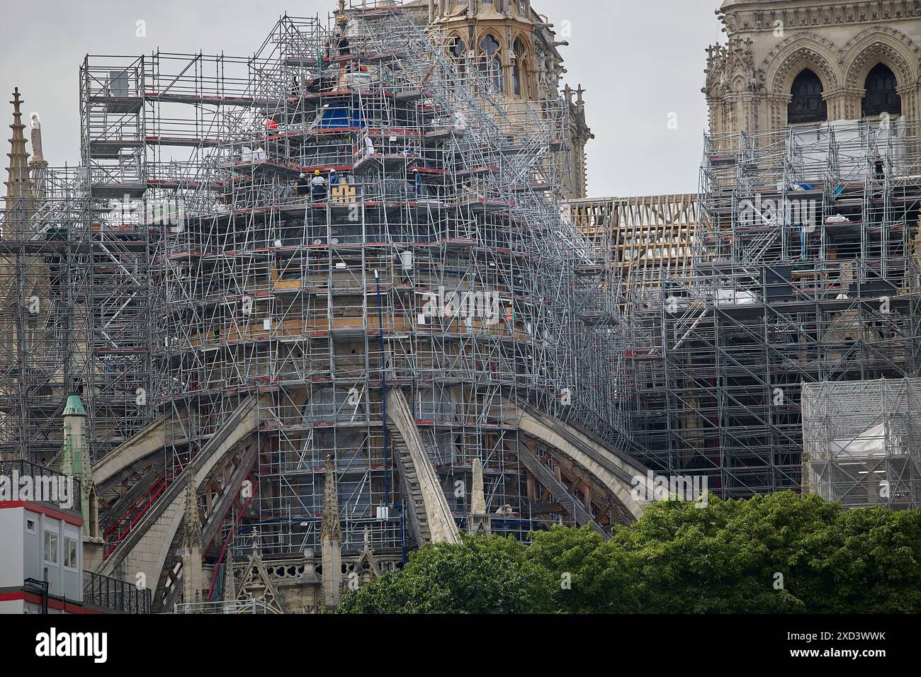 Paris June 19, 2024: The installation of the lead roofing is being ...