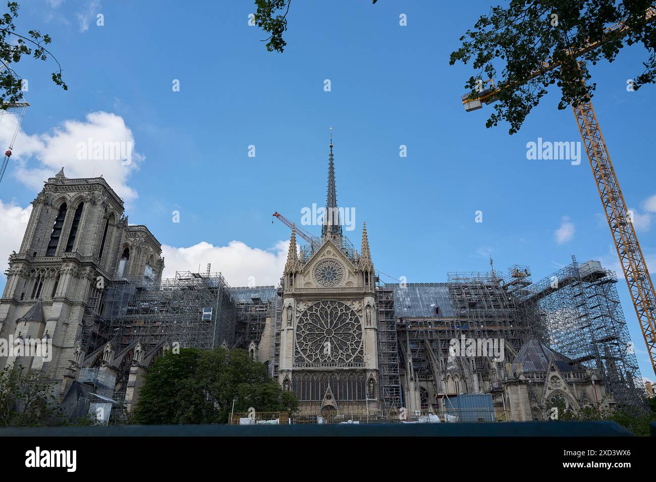 Paris June 19, 2024: The installation of the lead roofing is being ...