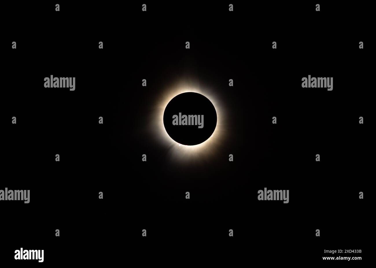 April 2024 Solar Eclipse "Totality" phase in New Brunswick, Canada. Stock Photo