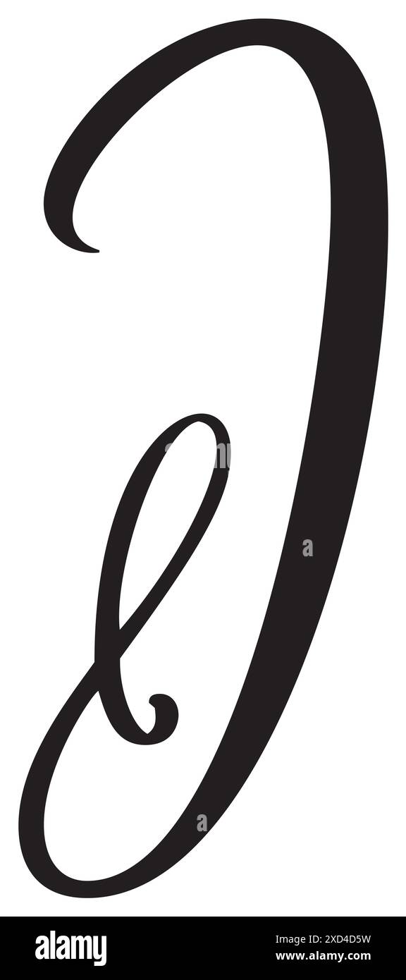 Vector calligraphy hand drawn letter I logo. Script font. Handwritten ...