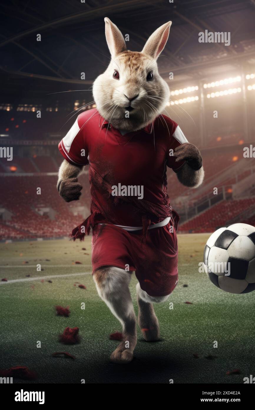 anthropomorphic rabbit soccer player. generative ai Stock Photo - Alamy