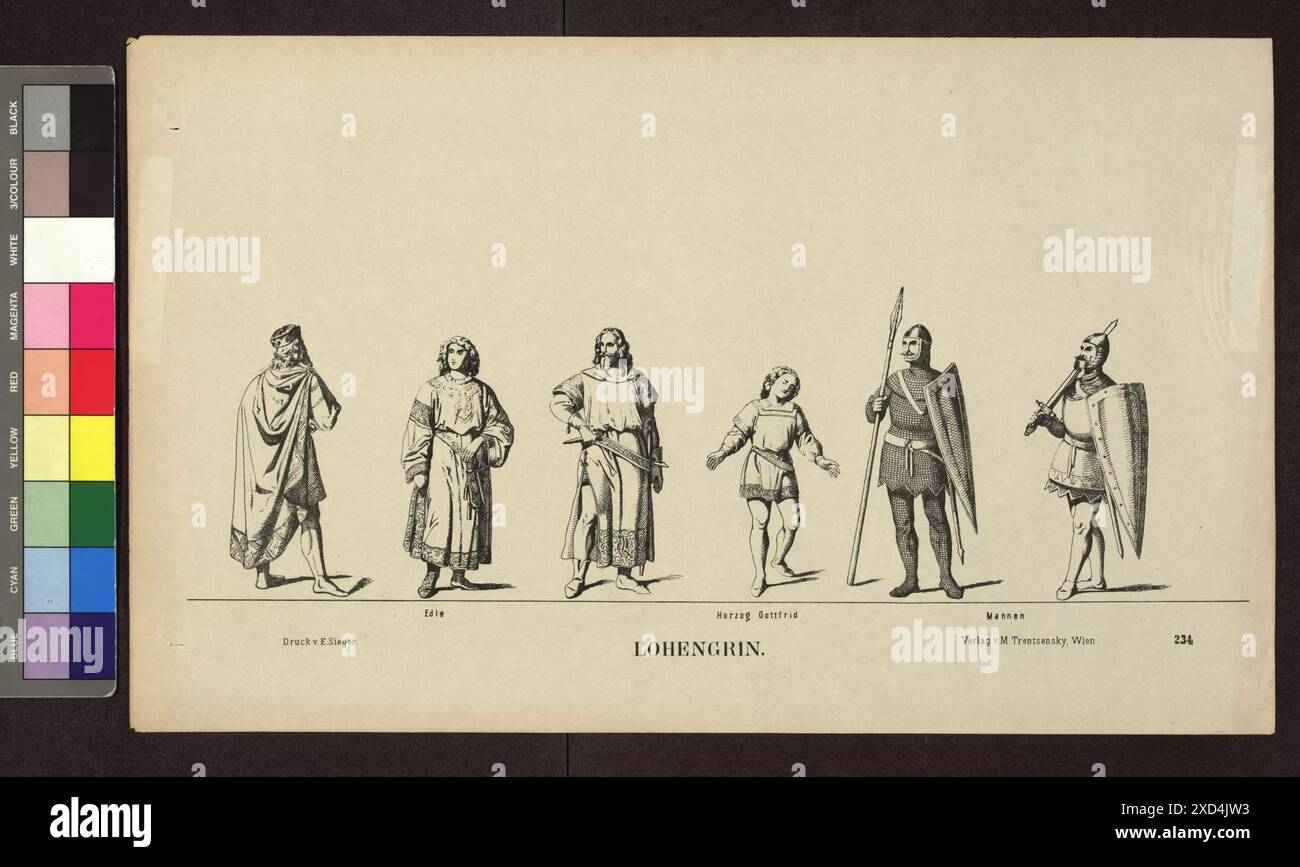 Illustration of an actor in costume as Lohengrin from the Altwiener ...