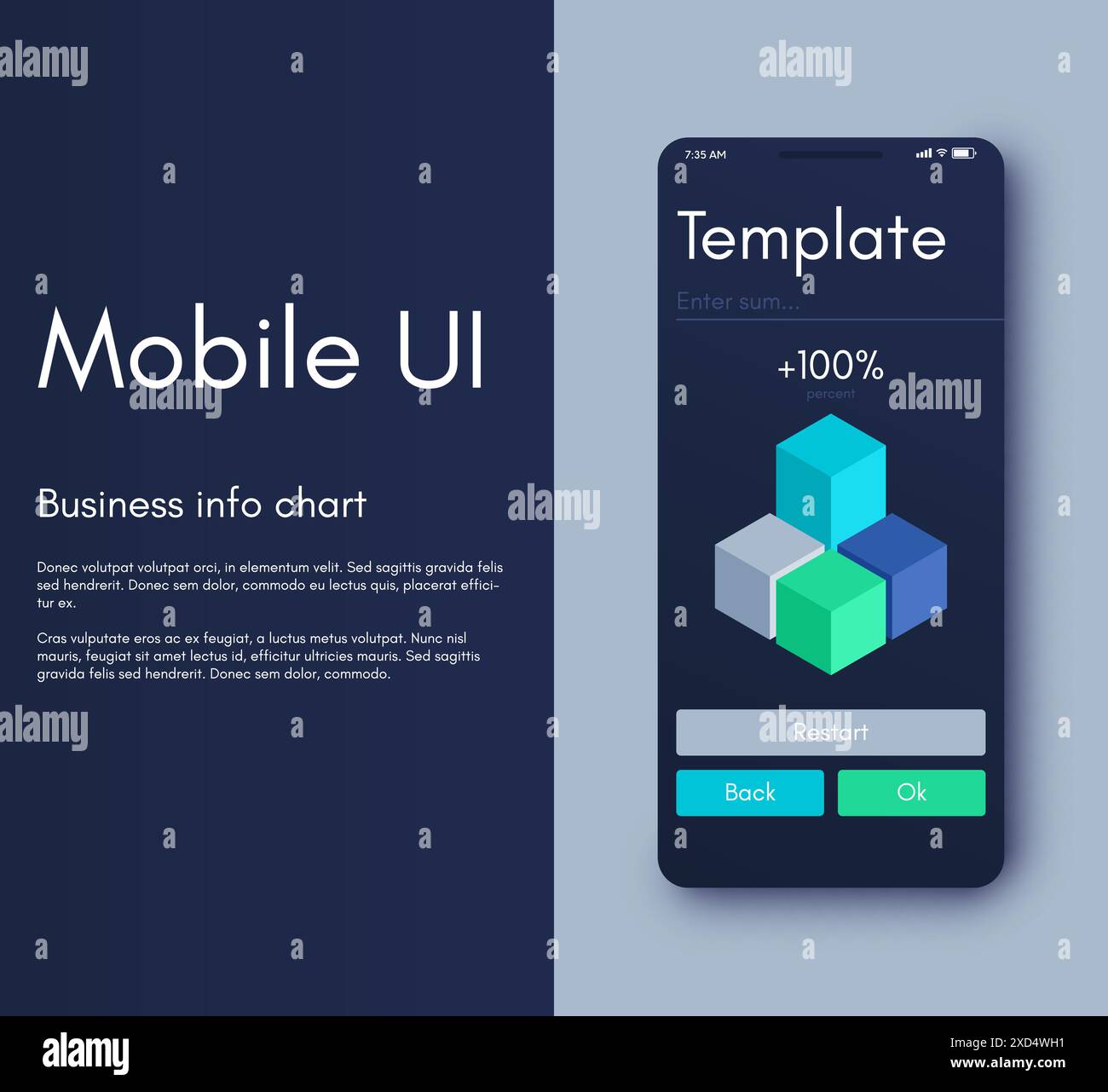 Vector graphics infographics with mobile phone. Template for creating ...