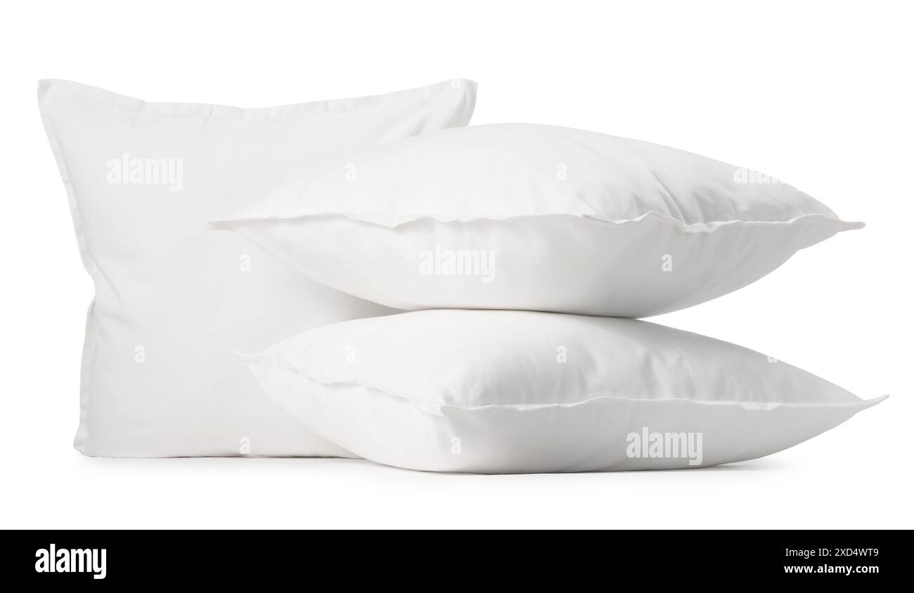 Three new soft pillows isolated on white Stock Photo