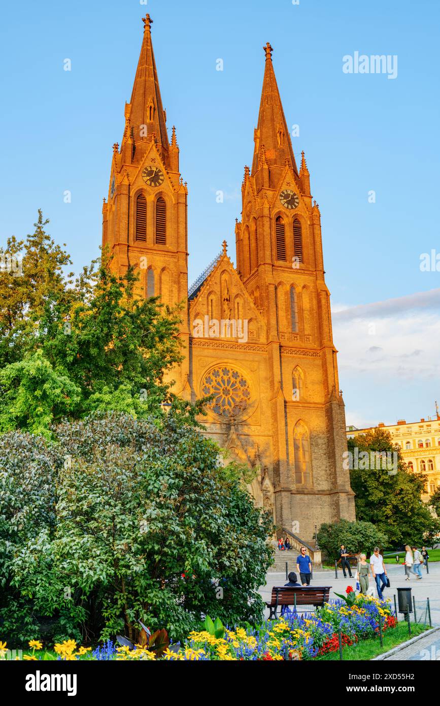 Peace Square The Church of St. Ludmila at the Peace Square in Prague, Czech Republic ...