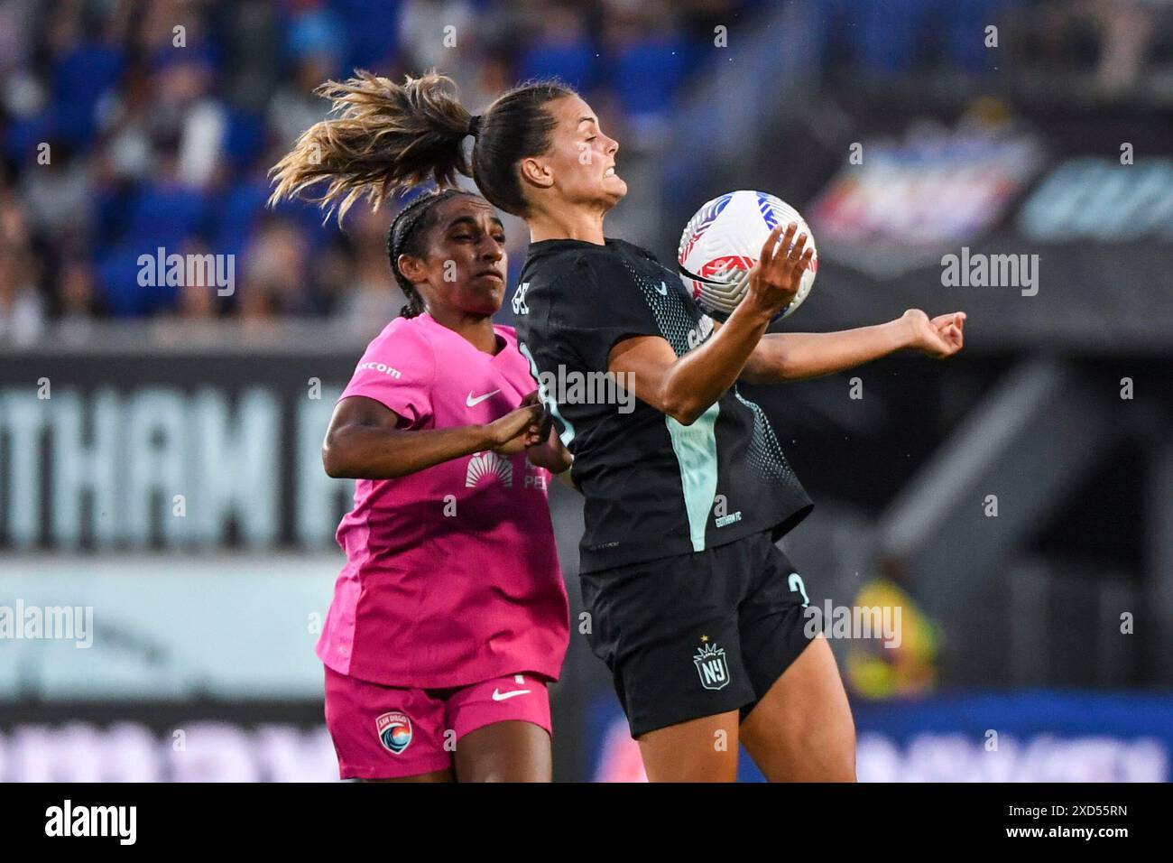 Harrison, United States, June 19, 2024: Katie Stengel (28 Gotham FC) during the National Women’s Soccer League match between Gotham FC and San Diego Wave FC at Red Bull Arena in Harrison, NJ United States (EDITORIAL USAGE ONLY).  (Rebekah Wynkoop / SPP) Stock Photo