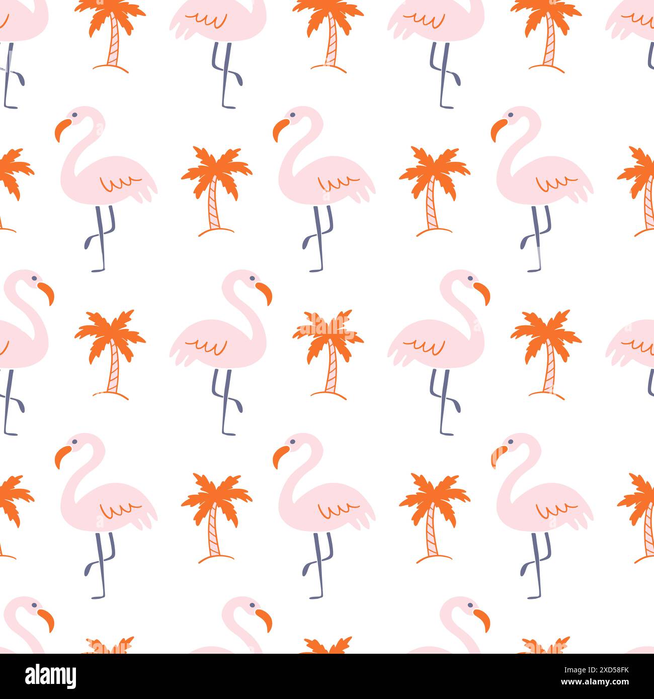 Pink Flamingo Birds Seamless Pattern Background Stock Vector