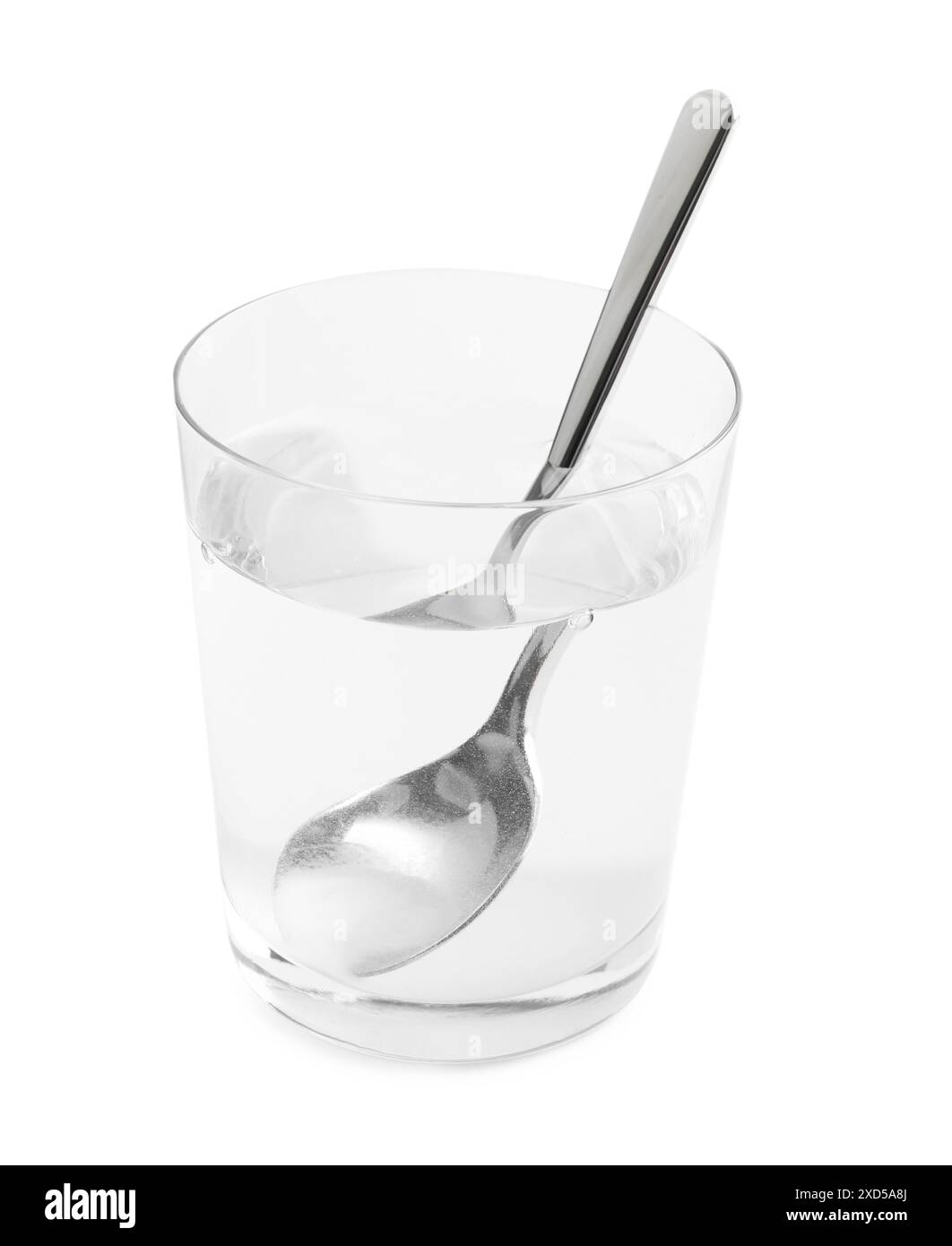 Glass of water with baking soda on light background stock photo alamy