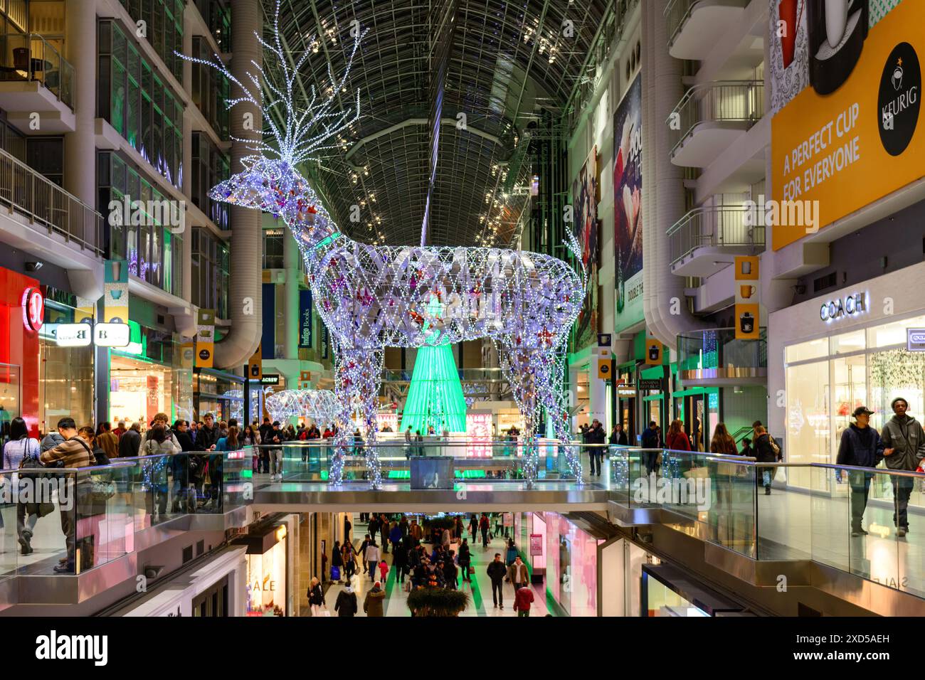 Christmas reindeer decoration in Eaton Centre, Toronto, Canada Stock ...