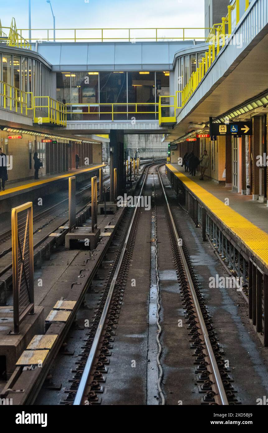 Railroad tracks of Toronto subway system, passenger point of view, Canada Stock Photo