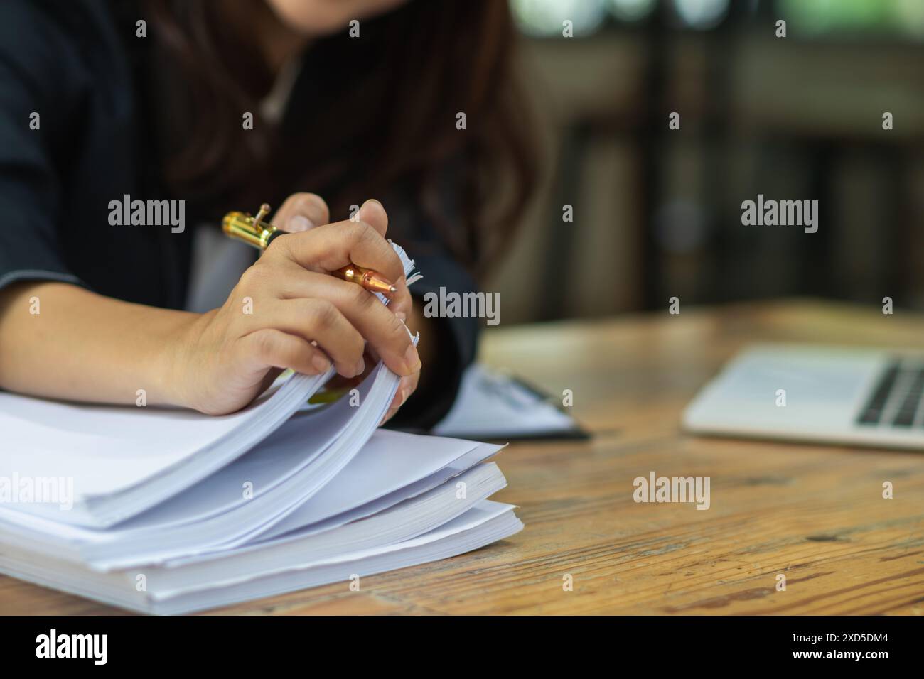 A pile of documents that the secretary has prepared for meetings of the company board of directors and investors. Many documents were arranged and pre Stock Photo