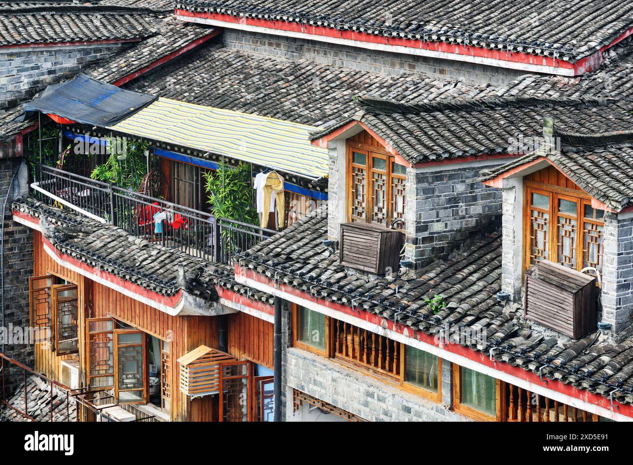 Awesome view of traditional Chinese black tile roofs of authentic ...