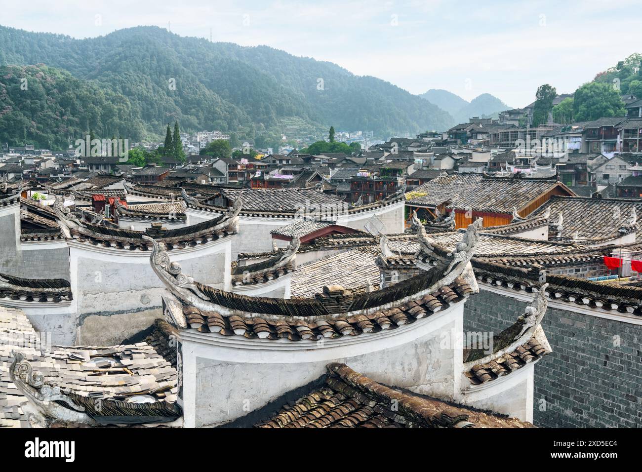 Awesome view of traditional Chinese black tile roofs of authentic ...