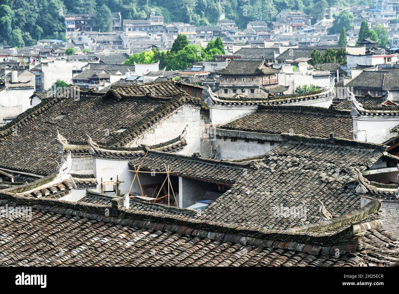 Awesome view of traditional Chinese black tile roofs of authentic ...
