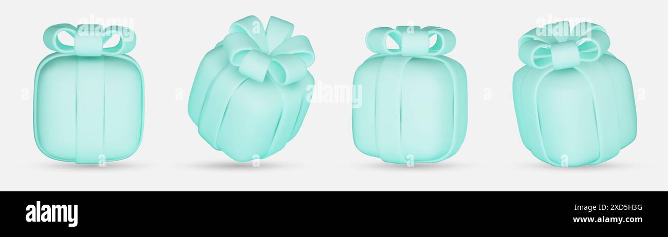 3d gift boxes set with ribbon bow isolated on a white background. 3d ...