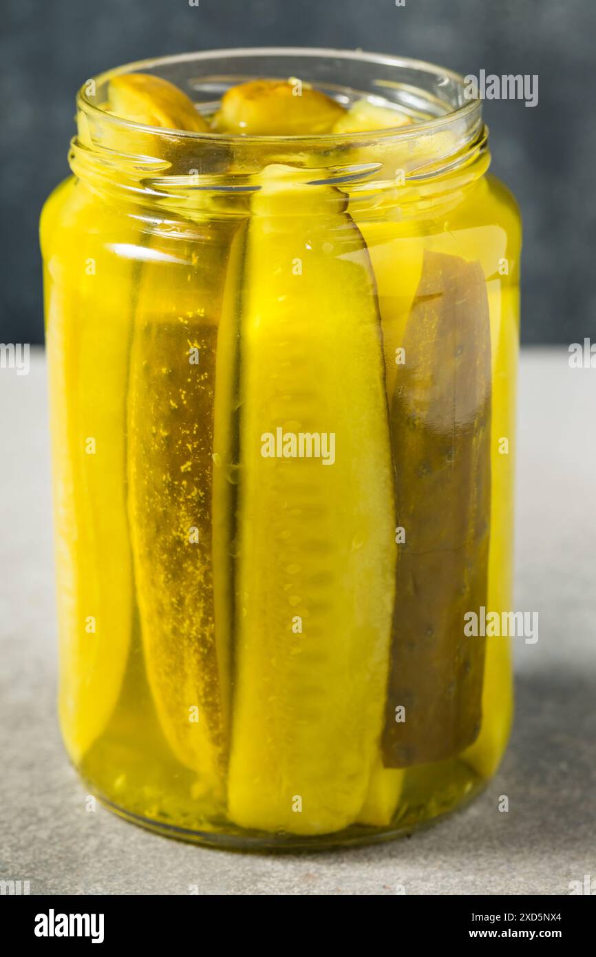 Healthy Dill Pickle Spears in a Jar Stock Photo Alamy