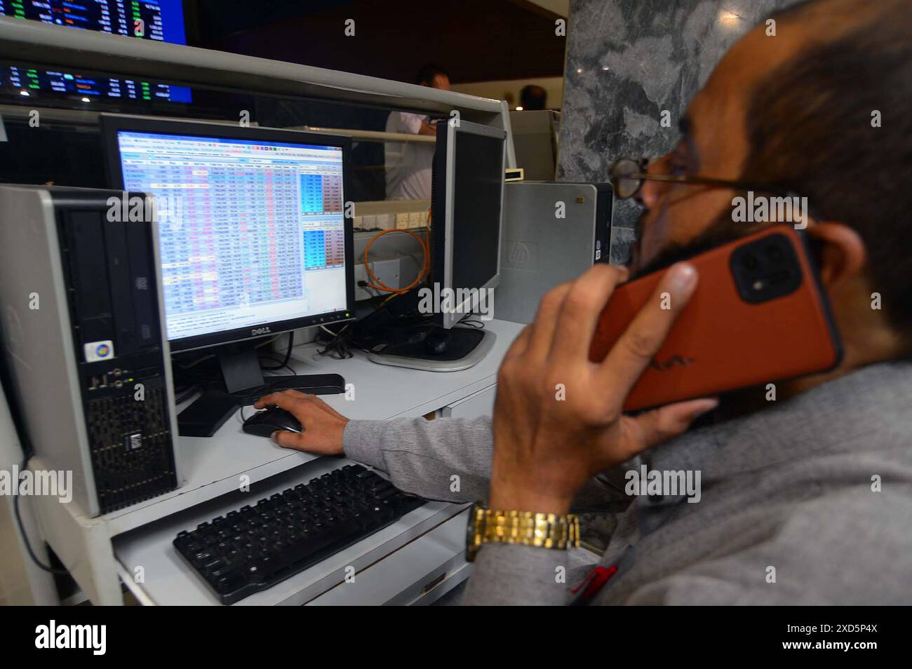 Brokers at Pakistan Stock Exchange during trading hours