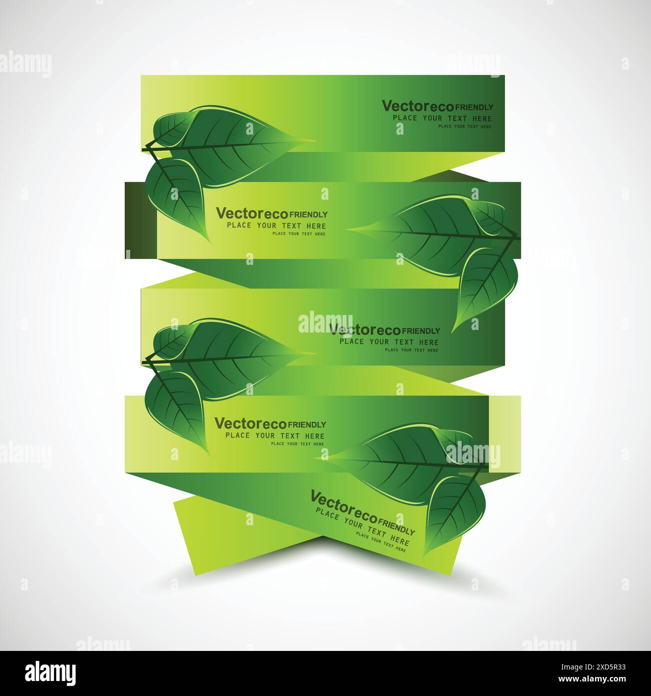 green ribbons with leaves vector design illustration Stock Vector Image ...