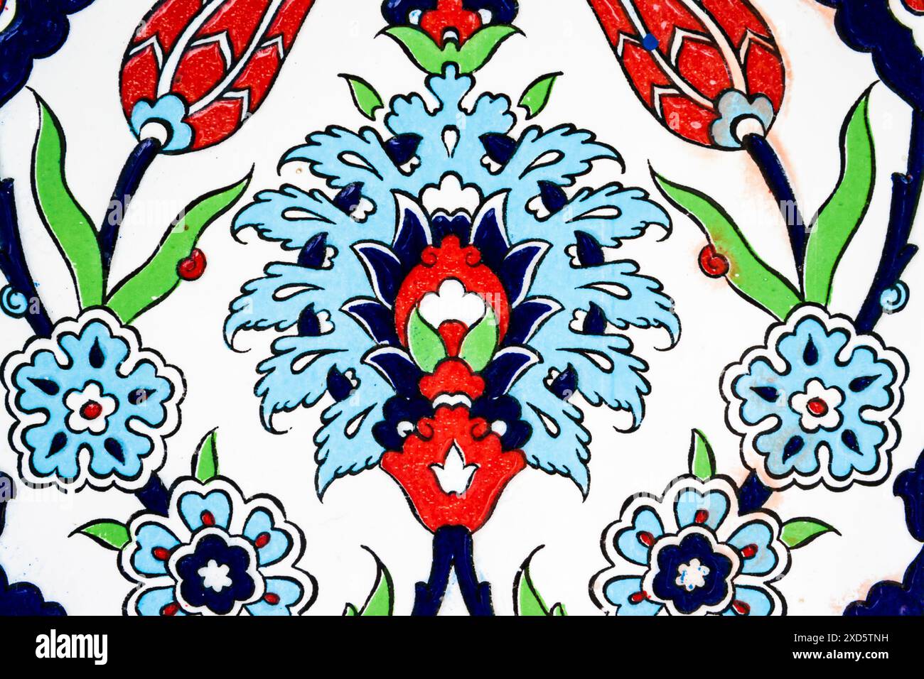 Colorful traditional Turkish ceramic tile pattern with floral motifs ...