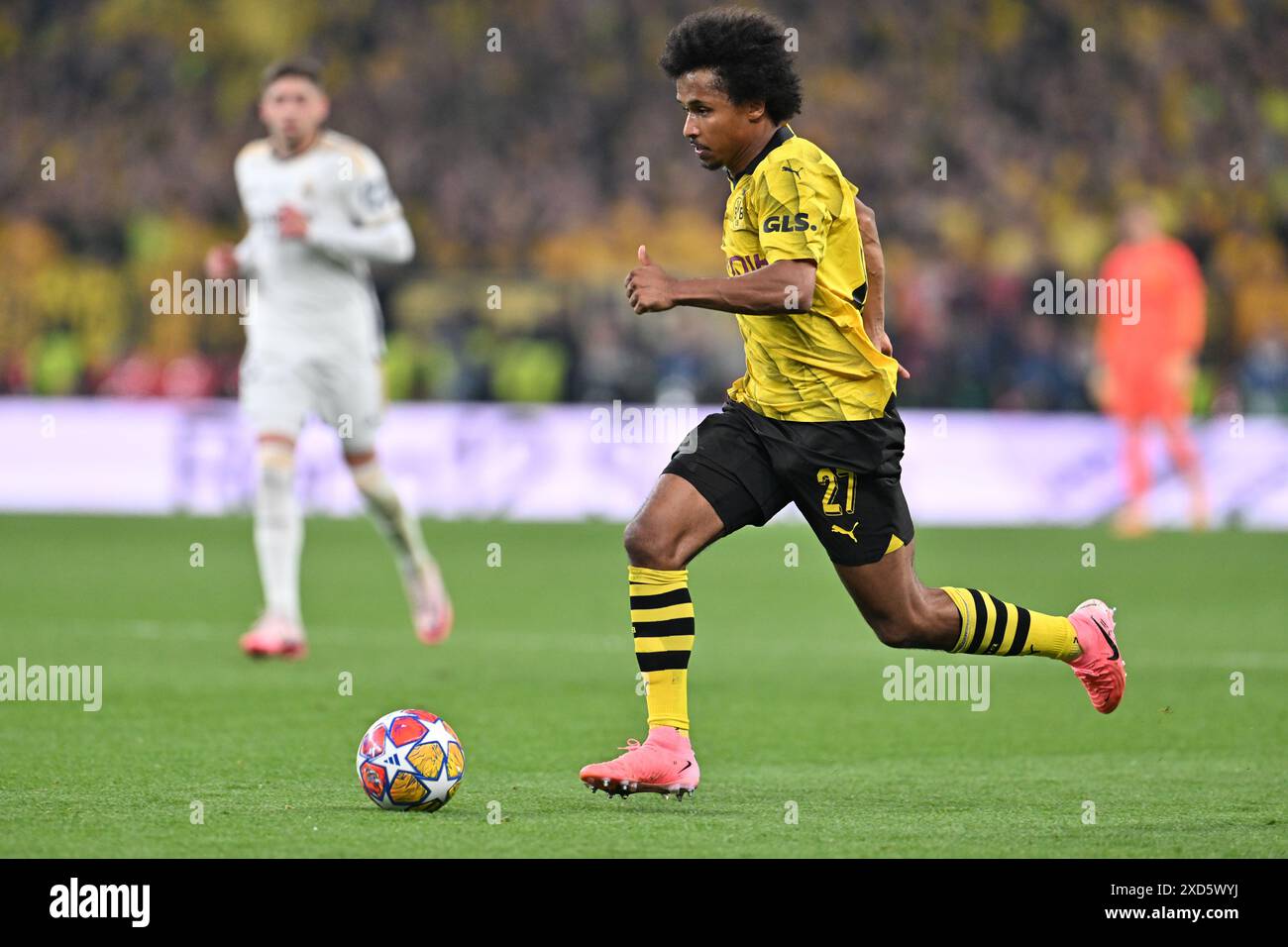 Adeyemi Running Karim Adeyemi (27) of Dortmund pictured during a soccer game between ...