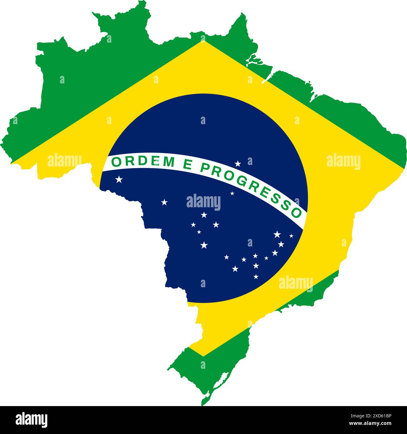 Brazil flag map contour vector illustration Stock Vector