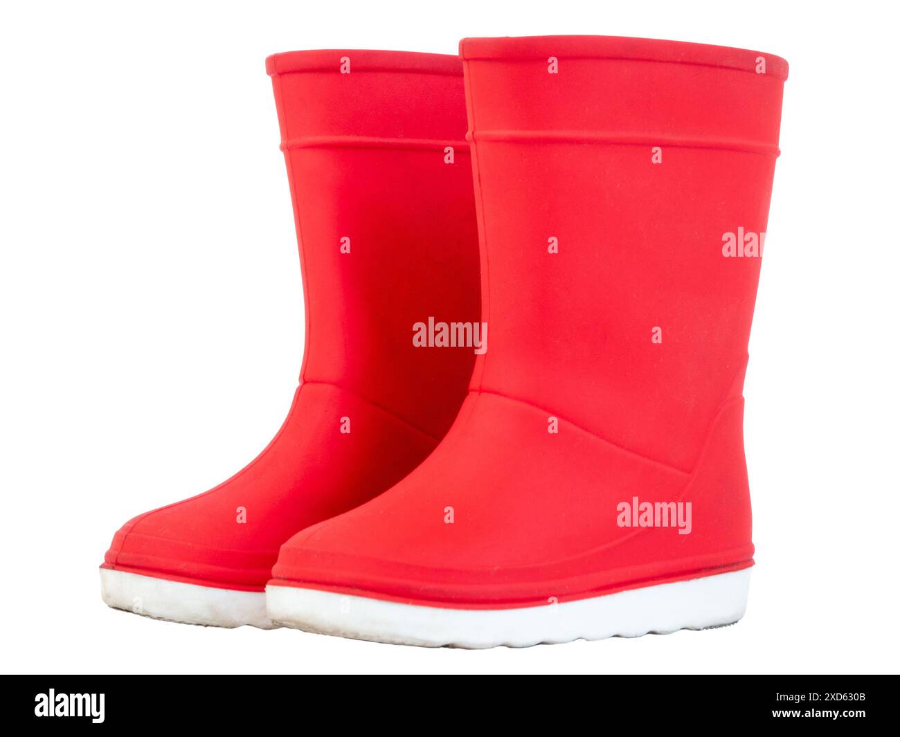 waterproof rubber rain boots red, isolated on white background Stock ...
