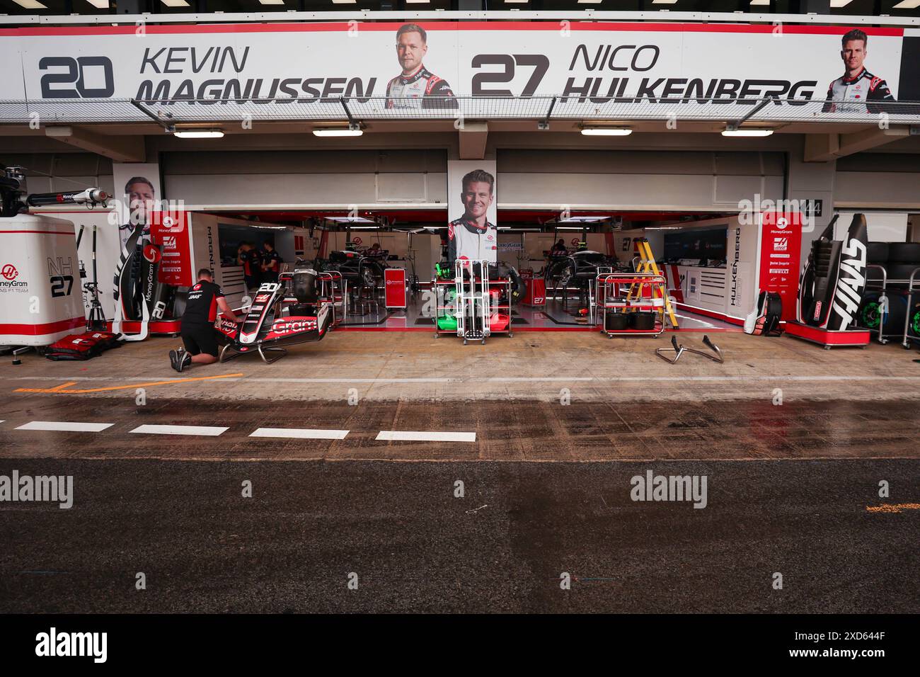 Barcelona, Spain. 20th June, 2024. Catalunya Circuit Haas stand during the 2024 Formula 1 Spain Grand Prix, 10th round of the 2024 Formula 1 World Championship from June 21 to 23, 2024 at the Barcelona Catalunya Circuit. (Philippe Nanchino/SPP) Credit: SPP Sport Press Photo. /Alamy Live News Stock Photo