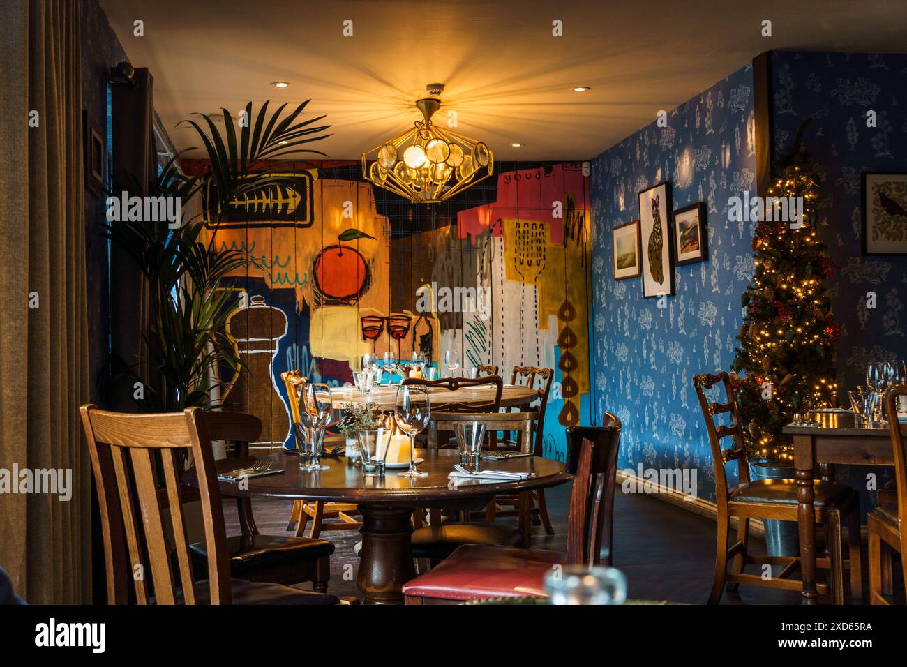 Glasgow, UK December 6, 2023 Interior view of Bothy, a trendy