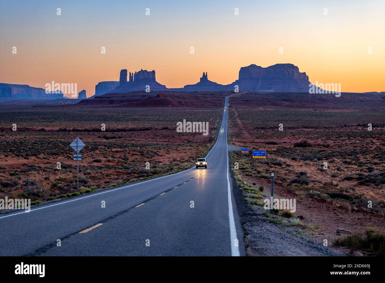 Forrest Gump Point at sunset; Monument Valley; Utah; USA Stock Photo