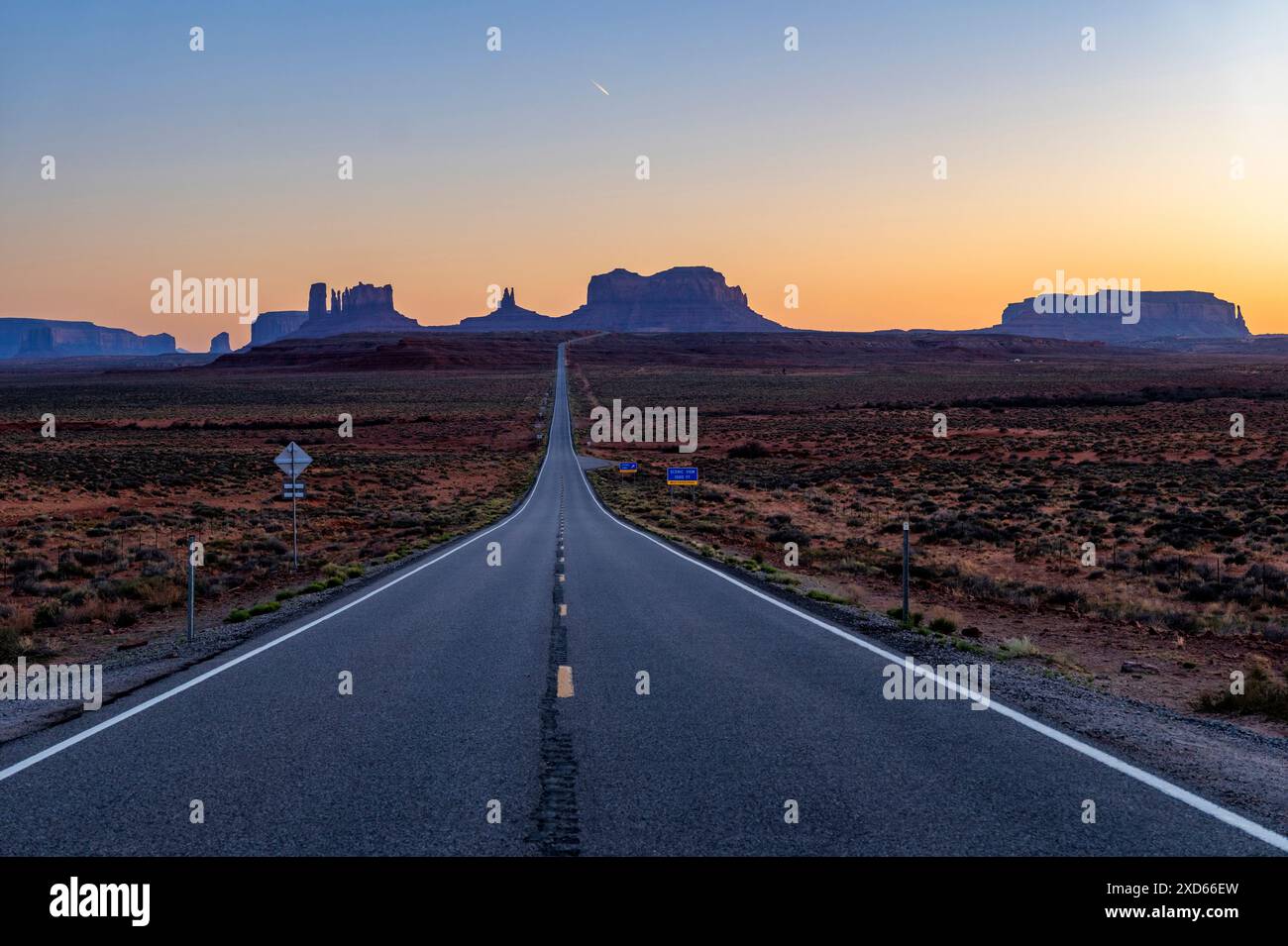 Forrest Gump Point at sunset; Monument Valley; Utah; USA Stock Photo