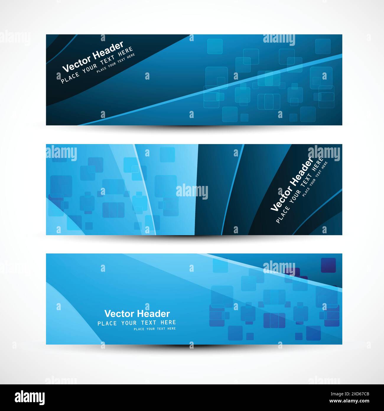 headers collection blue tones vector design illustration Stock Vector