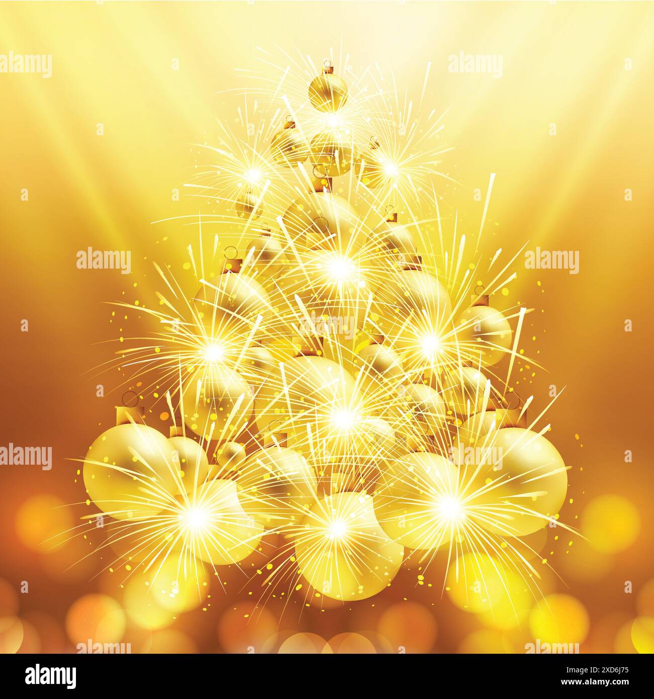 Golden christmas balls fir Stock Vector Images - Alamy