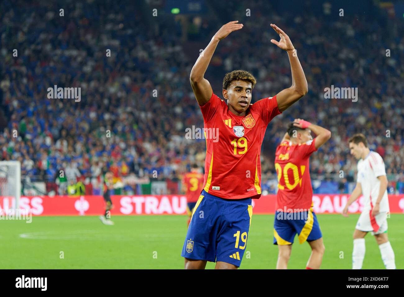 Lamine Yamal of Spain celebrates during UEFA Euro 2024 - Spain vs Italy