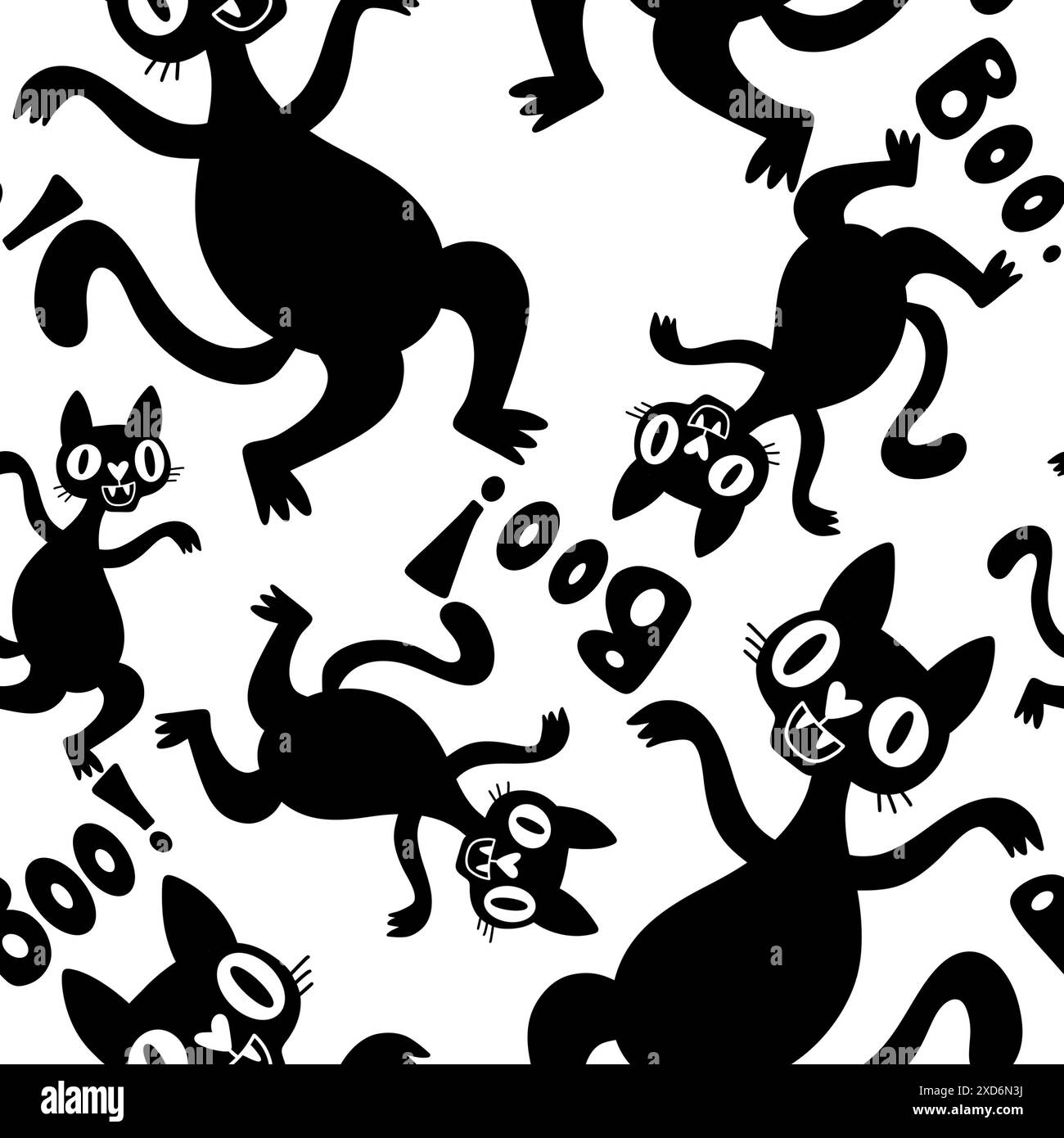 Halloween animals seamless cats and pumpkins pattern for wrapping paper and fabrics and linens and kids clothes print and party accessories. High qual Stock Photo