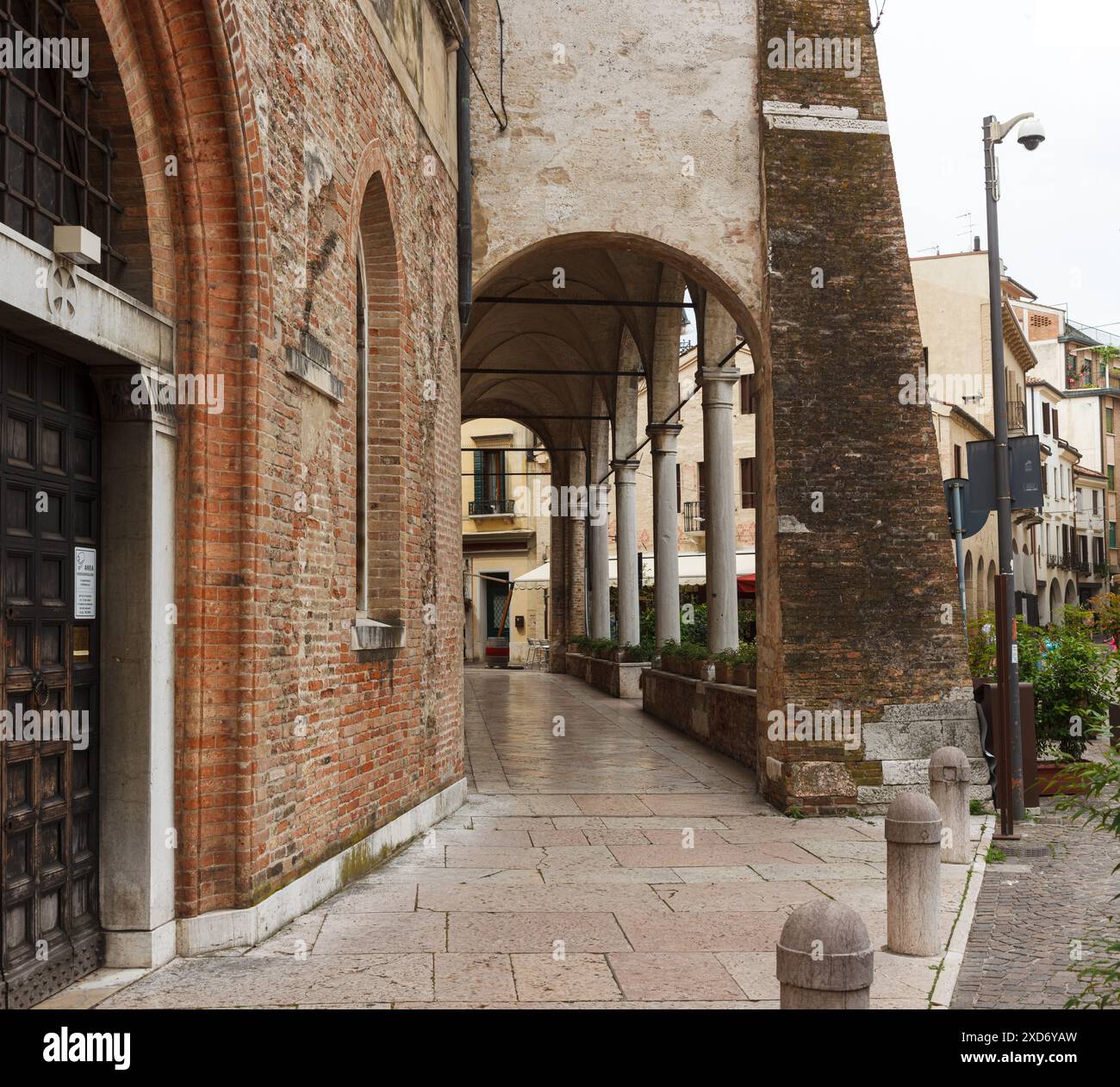 Typical Italian street, Treviso, Italy. Italian architecture in Europe. A city near Venice. Stock Photo