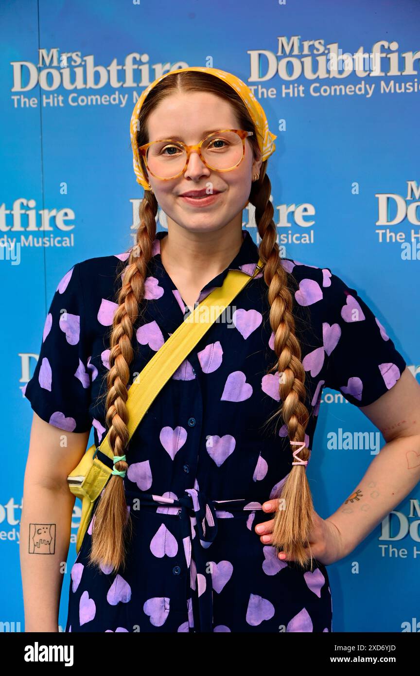 LONDON, UK. 20th June, 2024. Jessie Cave attends 'Mrs. Doubtfire: The Musical' 1st 'Nanniversary' Performance at Shaftesbury Theatre, London, UK. Credit: See Li/Picture Capital/Alamy Live News Stock Photo