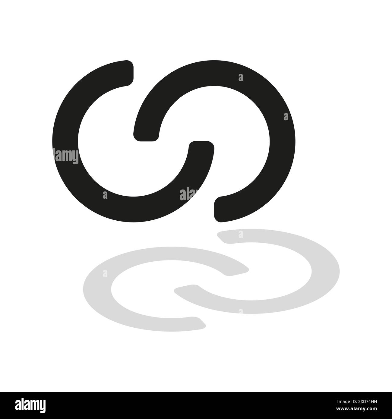 Interlocking circles icon. Black and gray. Minimalist design. Vector ...